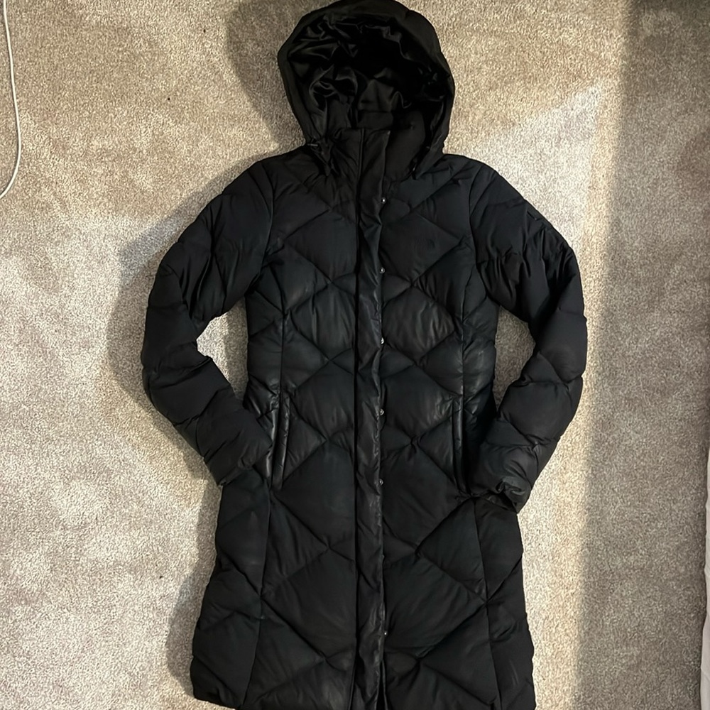 THE NORTH FACE BLACK PUFFER LONG JACKET XS
